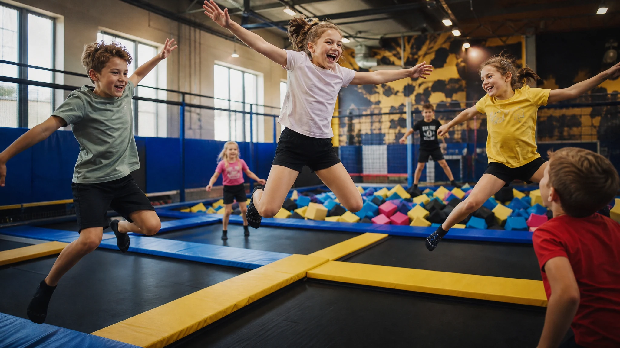 Kindergeburtstag in der Nähe - Action und Sport: Trampolinpark, Klettern, Lasertag, Soccerhalle